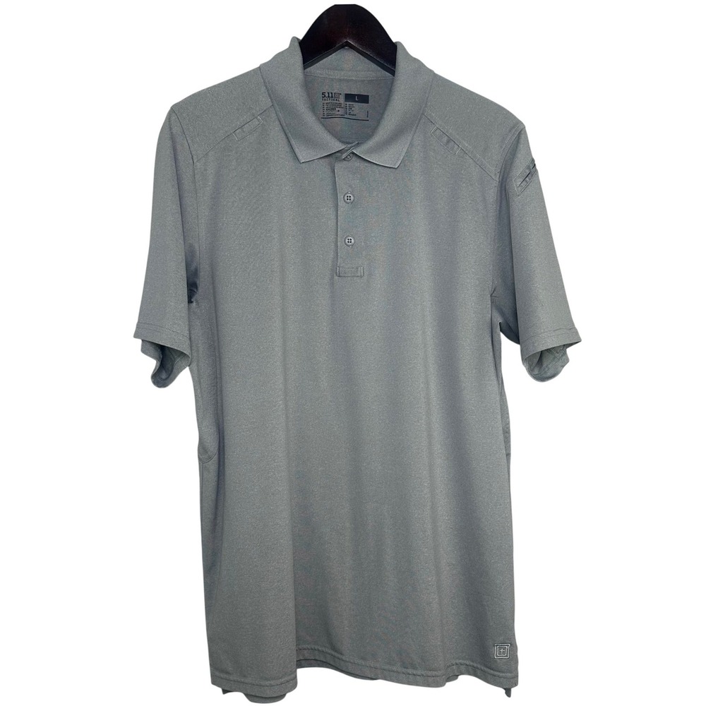 5.11 Tactical Mens Performance Polo Shirt Gray Short Sleeve Mic Loops Large